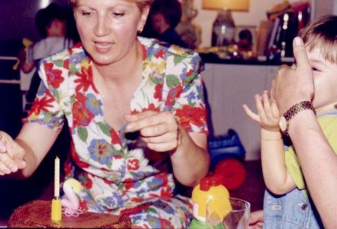Dragica preparing birthday cake